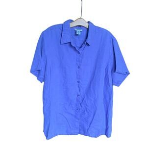 100% Linen Purple Button Down Shirt with Traditional Collar size 20